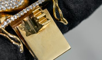 23ct Cuban Bracelet in 9K Yellow Gold Diamond Set by ELITA