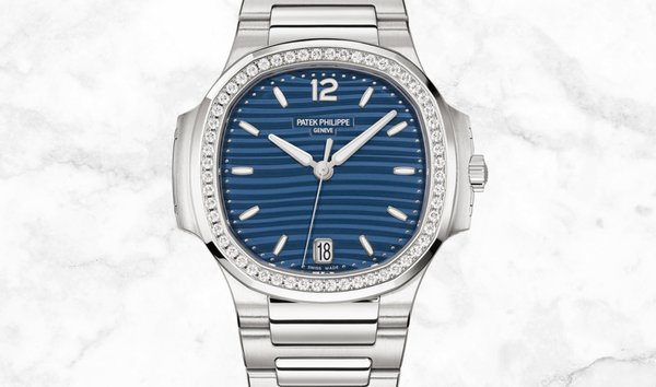 Patek Philippe Nautilus 7118/1200A-001 Ladies Stainless Steel With Blue Opaline Dial Diamond Bezel (11330856)