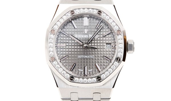 AUDEMARS PIGUET ROYAL OAK STAINLESS STEEL 37MM WITH DIAMONDS GREY DIAL 15451ST.ZZ.1256ST.02 (11445110)