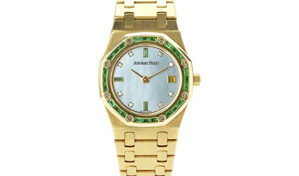 AUDEMARS PIGUET ROYAL OAK LADY YELLOW GOLD EMERALD & MOTHER OF PEARL 66600BA/722 MOP/E (11445205)