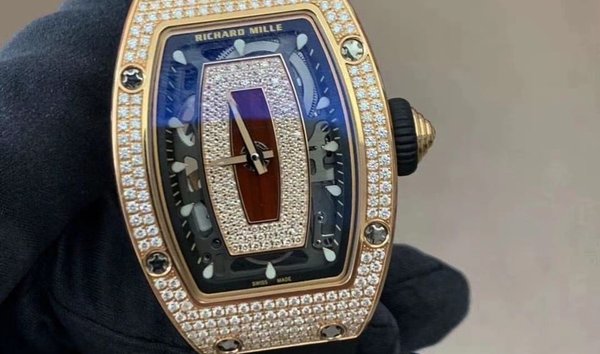 Richard Mille RM 07-01 Rose Gold Full Set Diamonds Red Lip Watch (11554587)