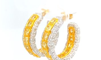 18k Gold Earrings with 6.72 Carats of Yellow Diamonds
