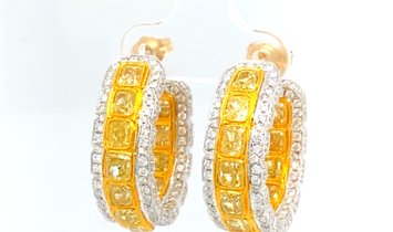 18k Gold Earrings with 6.72 Carats of Yellow Diamonds