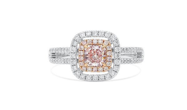 Fancy Light Brownish Pink Diamond Ring, 0.42 Ct. (0.88 Ct. TW), Radiant shape, GIA Certified, 628588 (11573797)