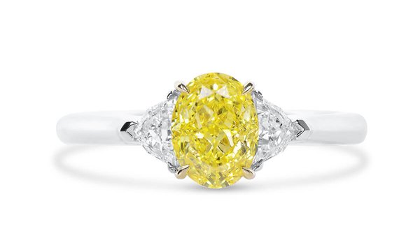 Fancy Vivid Yellow Diamond Ring, 1.27 Ct. (1.60 Ct. TW), Oval shape, GIA Certified, 2317947079 (11573811)