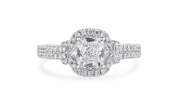 White Diamond Ring, 1.03 Ct. (1.43 Ct. TW), Cushion shape, GIA Certified, 1299095862 (11573787)