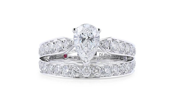 White Diamond Ring, 1.01 Ct. (2.13 Ct. TW), Pear shape, GIA Certified, 7316184906 (11573806)