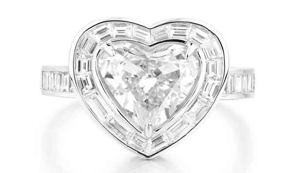 White Diamond Ring, 2.01 Ct. (3.12 Ct. TW), Heart shape, GIA Certified, 3165404542 (11573780)