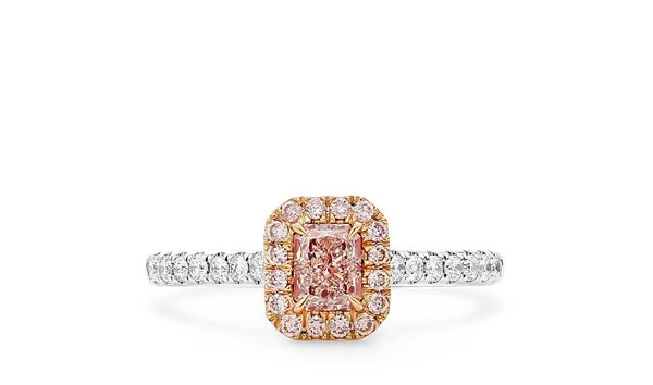 Very Light Pink Diamond Ring, 0.45 Ct. (0.73 Ct. TW), Radiant shape, GIA Certified, 7348048628 (11573803)