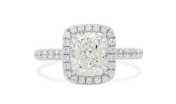 White Diamond Ring, 2.01 Ct. (2.54 Ct. TW), Cushion shape, GIA Certified, 2215085673 (11599990)
