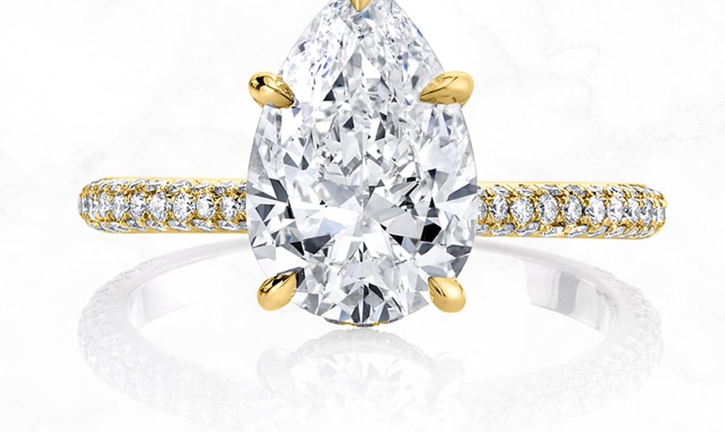 2.00CT Solitaire Pear Cut Diamond Engagement Ring in 18K Yellow Gold