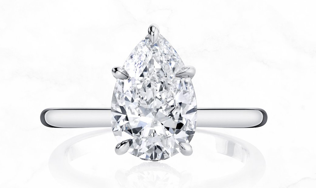 3.00ct Solitaire Pear Cut Diamond Engagement Ring in Platinum 