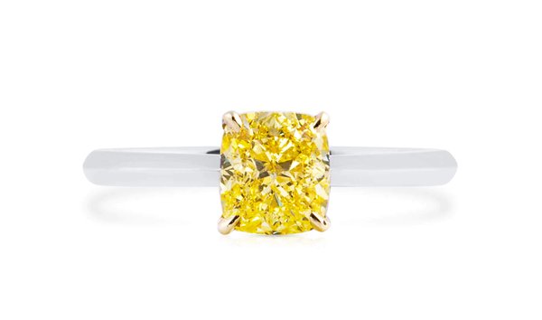 Fancy Intense Yellow Diamond Ring, 1.50 Carat, Cushion shape, GIA Certified, 7201232275 (11614483)