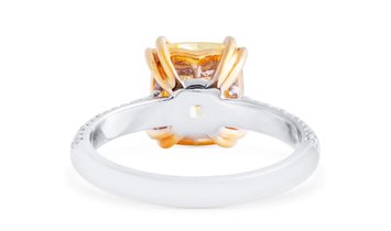 Fancy Yellow Diamond Ring, 3.26 Ct. (3.66 Ct. TW), Cushion shape, GIA Certified, 2215256528