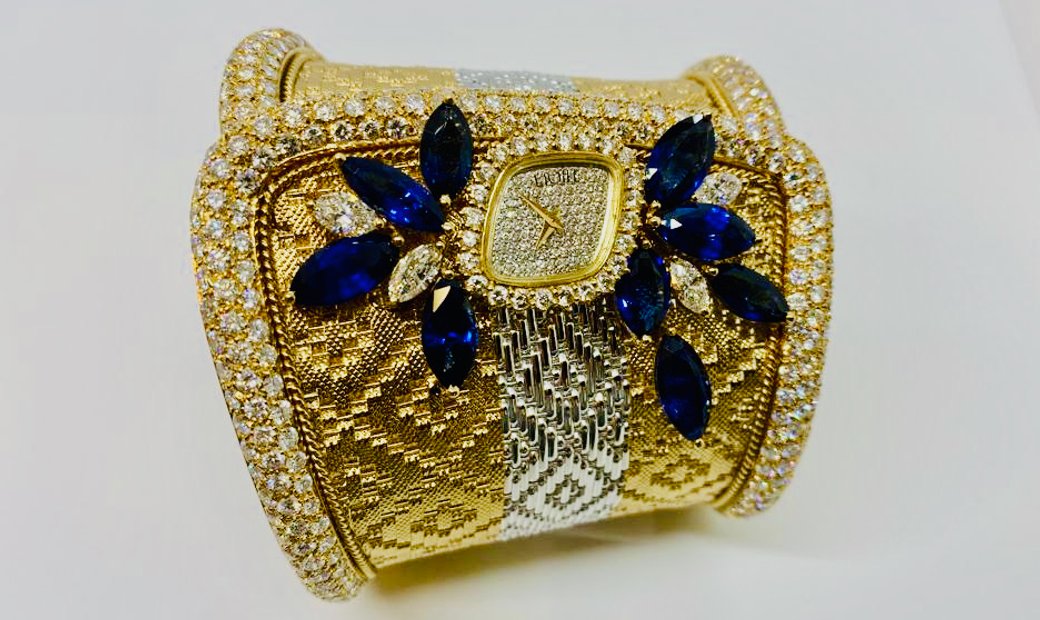 Precious Bracelet Watch with Diamonds and Sapphires