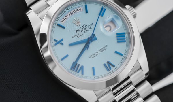 Rolex Day-Date 40 228206-0001 Platinum Ice Blue Quadrant Motif Dial Roman Numerals (11125262)