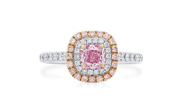 Very Light Pink Diamond Ring, 0.50 Ct. (0.91 Ct. TW), Radiant shape, GIA Certified, 7333291013 (11698824)