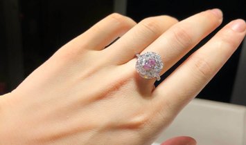 Very Light Pink Diamond Ring, 0.51 Ct. (2.97 Ct. TW), Oval shape, GIA Certified, 7383006830