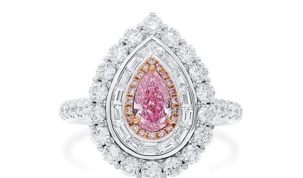Very Light Pink Diamond Ring, 0.53 Ct. (1.89 Ct. TW), Pear shape, GIA Certified, 6382071576 (11698843)