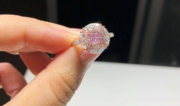 Very Light Pink Diamond Ring, 0.63 Ct. (2.31 Ct. TW), Cushion shape, GIA Certified, 6291140726