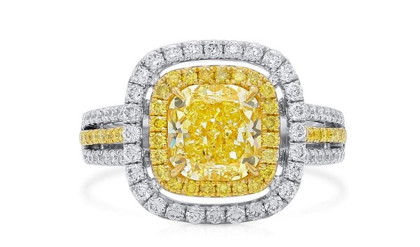 Fancy Yellow Diamond Ring, 1.94 Ct. (2.74 Ct. TW), Radiant shape, GIA Certified, 5212646061 (11710919)