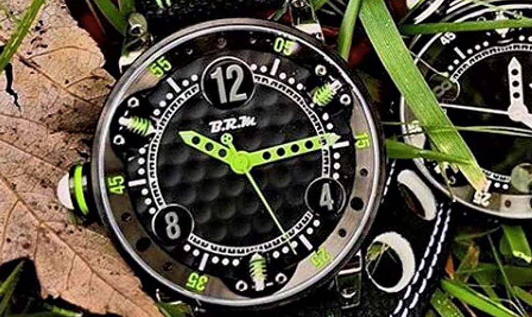 B.R.M Golf ball design crown, automatic, stainless steel  black dimpled dial 44mm 