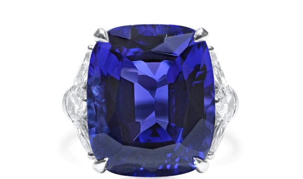 Natural Blue Tanzanite Ring, 18.43 Ct. (19.89 Ct. TW), GIA Certified, Unheated (11883433)