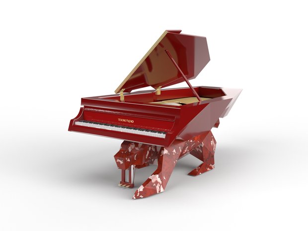 LUXURY PIANO - ITALIAN RED MARBLE PANTHER DESIGNER PIANO (11940773)
