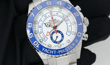Rolex Yacht Master II 116680-0002 Oystersteel  Blue Ceramic Bezel with White Dial