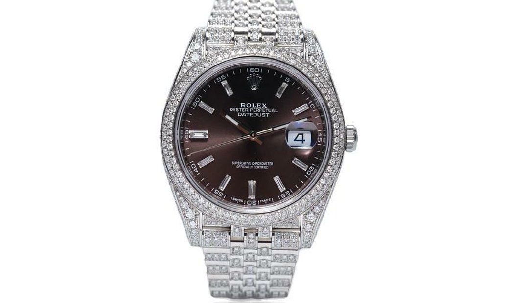 Rolex Datejust Oyster Perpetual 126300 Diamond Set by ELITA Chocolate Brown Dial 