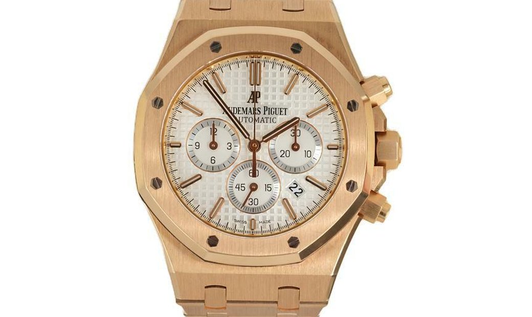 Audemars Piguet 26320OR.OO.1220OR.02 Royal Oak Chronograph 18ct Pink Gold Silver Toned Dial