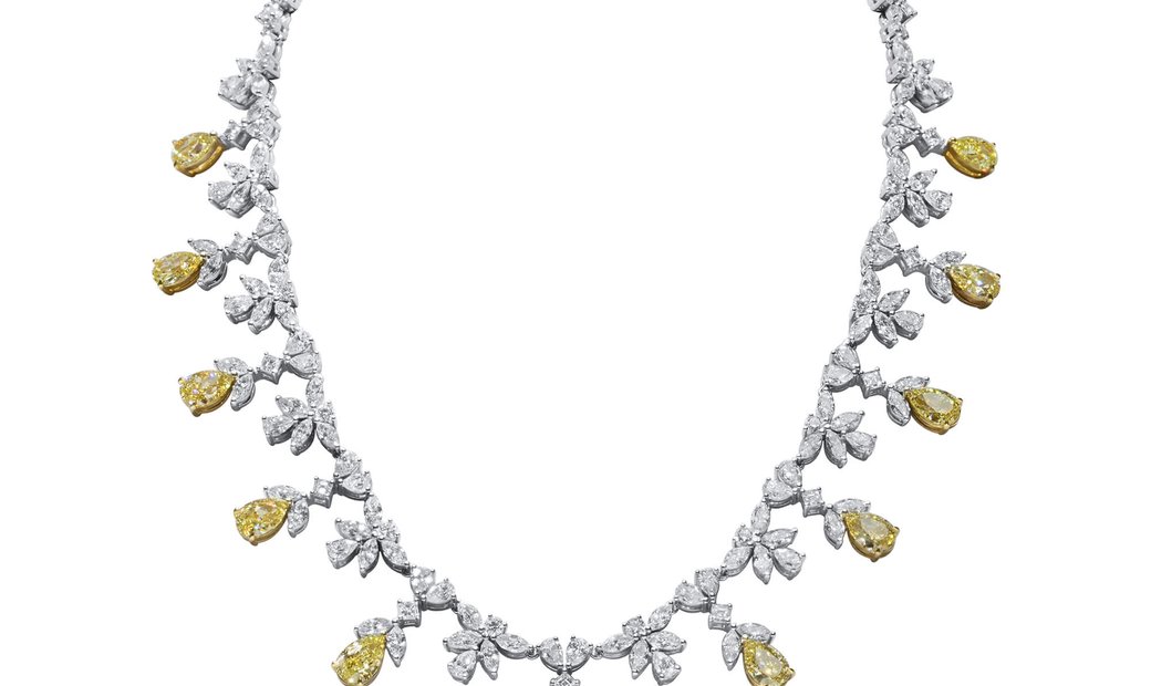 Fancy Yellow Diamond Necklace, 15.62 Ct. (40.64 Ct. TW), Pear shape, GIA Certified, JCNF05529884