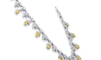 Fancy Yellow Diamond Necklace, 15.62 Ct. (40.64 Ct. TW), Pear shape, GIA Certified, JCNF05529884