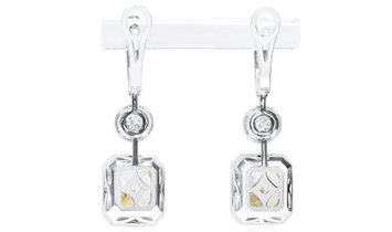 Light Yellow (Y-Z) Diamond Earrings, 5.14 Ct. (6.04 Ct. TW), Radiant shape, GIA Certified, JCEF01109