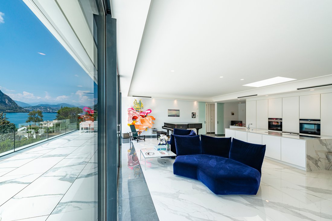 Modern Penthouse With Large Terrace In Bissone, Ticino, Switzerland For ...