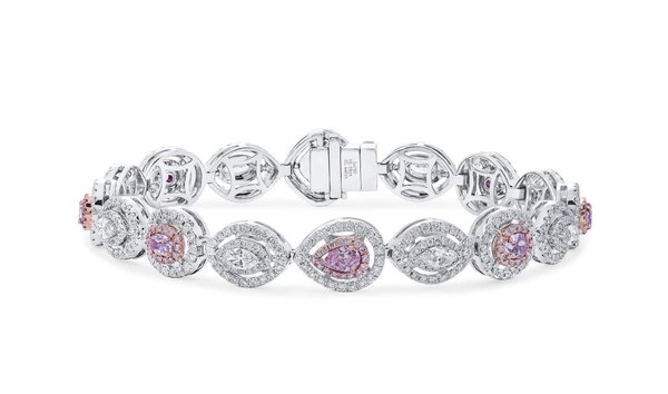 Light Pink Diamond Bracelet, 1.44 Ct. (4.73 Ct. TW), Cushion shape, GIA Certified, JCBF05532438 (12242768)