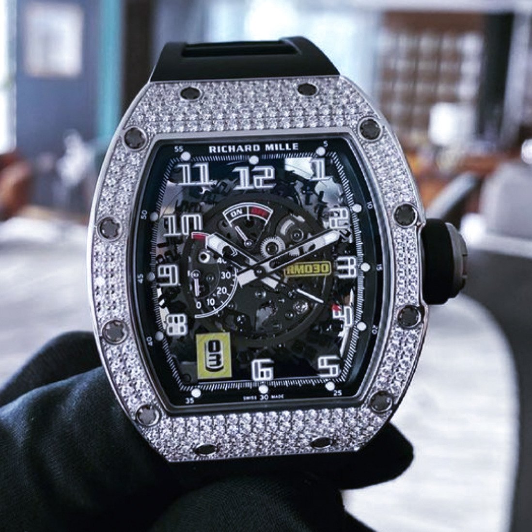 Richard Mille New Rm White Gold Titanium Diamonds Watch In Hong