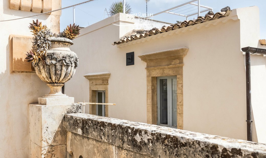 Historic Building With Courtyard And Terrace In The In Noto, Sicily
