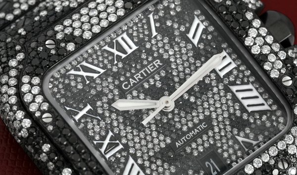 Cartier santos 100 hot sale black diamonds