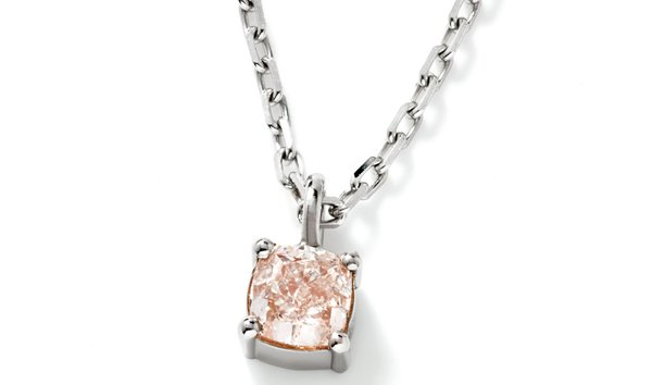 Fancy Light Orangy Pink Diamond Necklace, 0.41 Carat, Cushion shape, GIA Certified, 2406829062 (12333883)