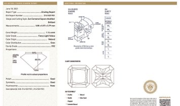 Fancy Light Yellow Diamond Ring, 2.16 Ct. (2.42 Ct. TW), Radiant shape, GIA Certified, JCRF05535231