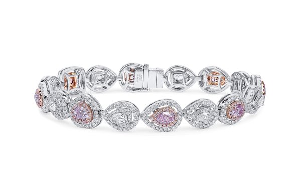 Very Light Pink Diamond Bracelet, 2.53 Ct. (6.40 Ct. TW), Pear shape, GIA Certified, JCBF05534550 (12333874)