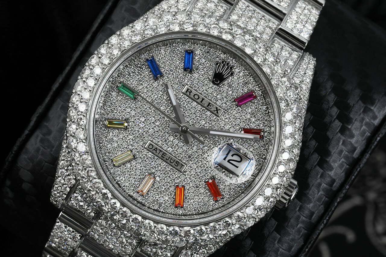 Rolex iced deals out rainbow