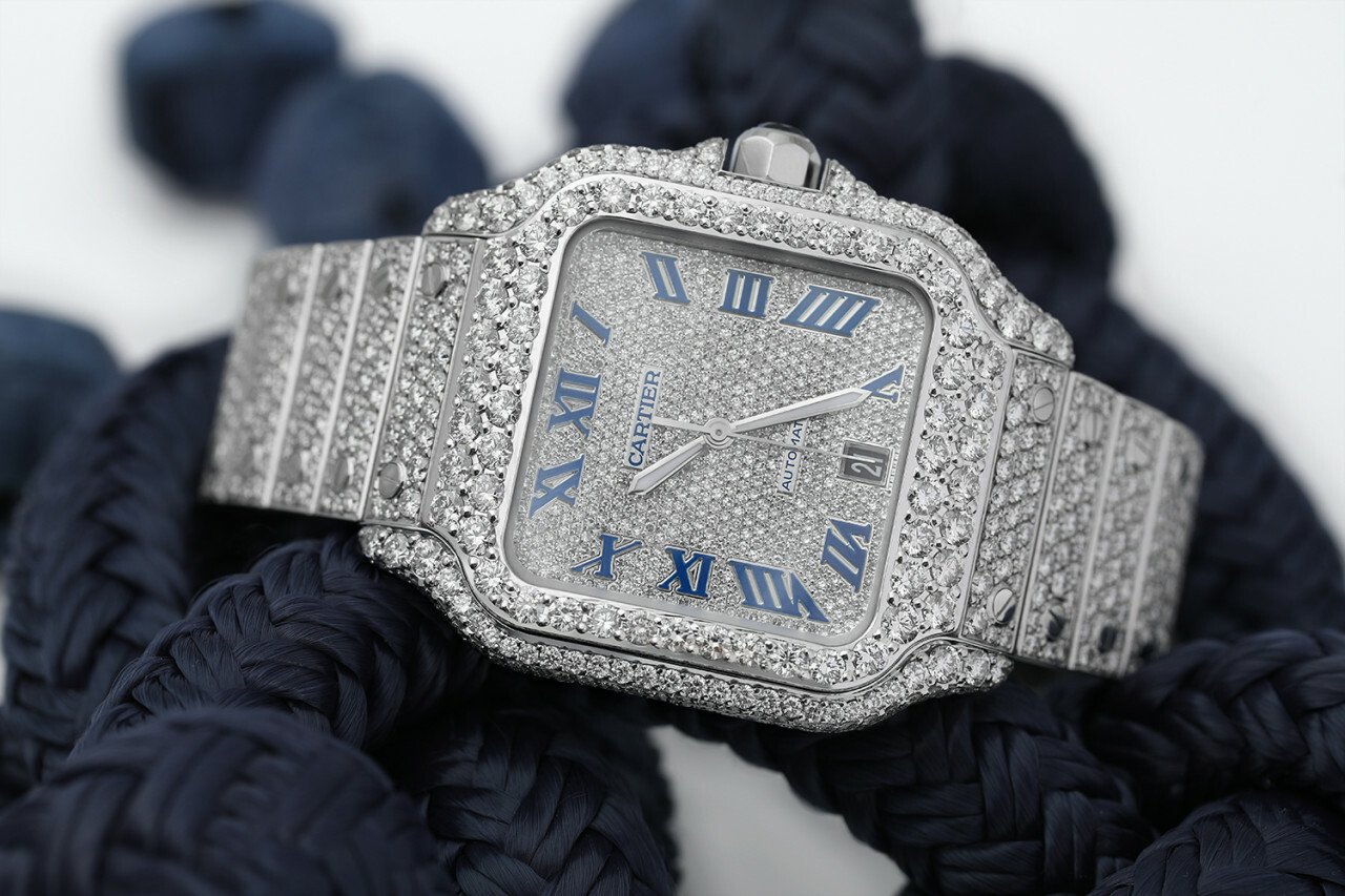 Cartier Santos Large Stainless Steel Watch In New York, New York
