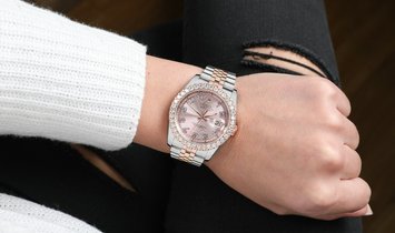 Rolex Datejust 36mm Two Tone Rose Watch Jubilee Band Custom Diamond Bezel Pink Dial