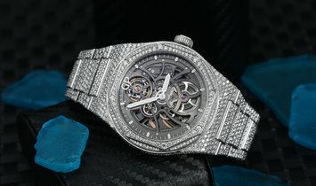 Girard-Perregaux Laureato Custom Full Diamond Stainless Steel Skeleton Watch