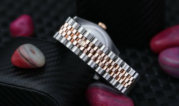 Rolex Datejust 36mm Two Tone Rose Watch Jubilee Band Custom Diamond Bezel Pink Dial