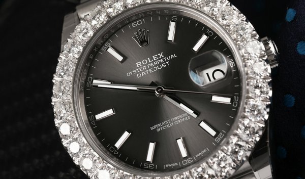 Rolex Datejust 41mm 126300RSJ Stainless Steel Watch Diamond Bezel (Dark Rhodium) (12336465)