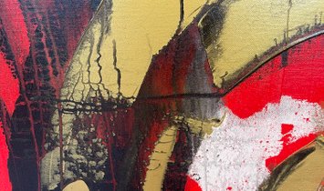 Abstract Black, Gold & Red Painting