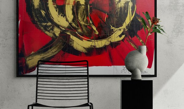 Abstract Black, Gold & Red Painting (12361459)